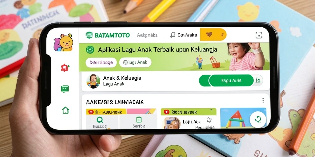Tampilan antarmuka BATAMTOTO yang menampilkan lagu-lagu anak yang ceria.