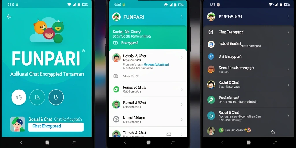 Tampilan antarmuka utama aplikasi FUNPARI dengan fitur keamanan Chat Encrypted.