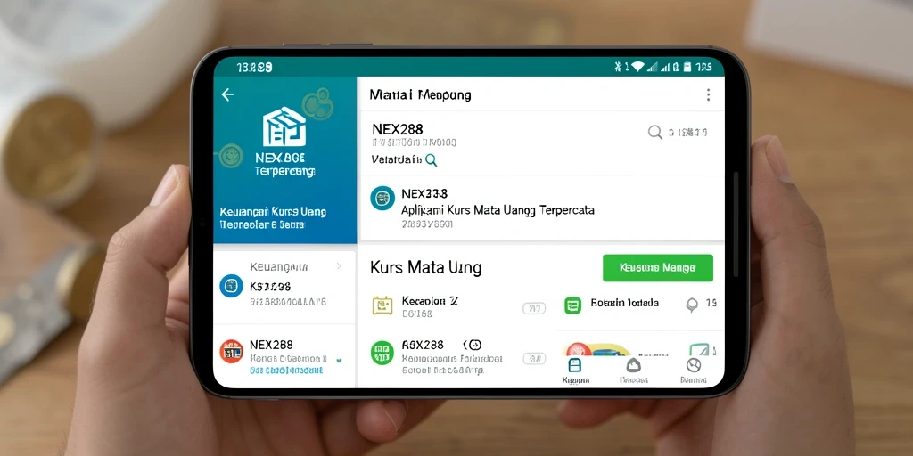 Screenshot antarmuka utama NEX288 untuk kurs mata uang.