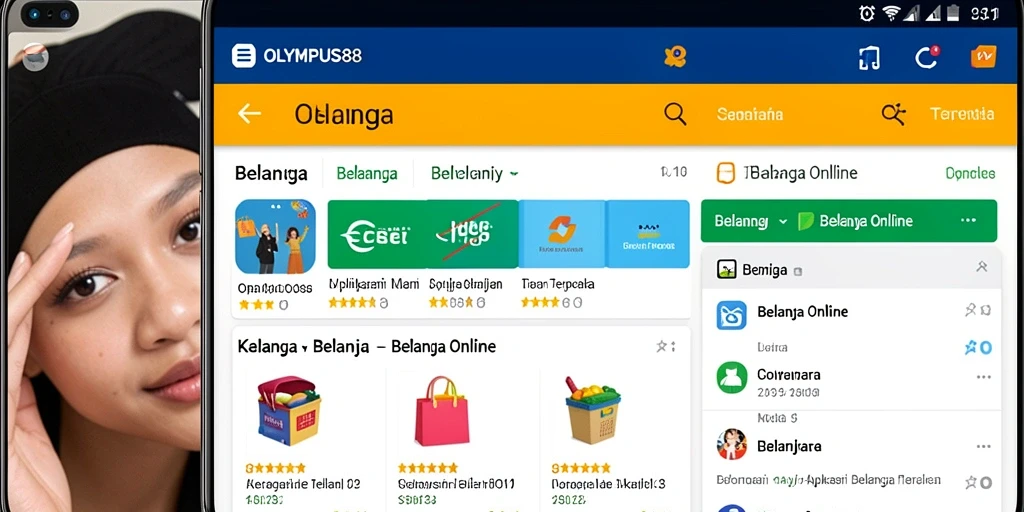 Tampilan antarmuka aplikasi OLYMPUS88 untuk belanja online.