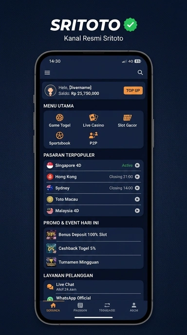 Tampilan kanal resmi sritoto